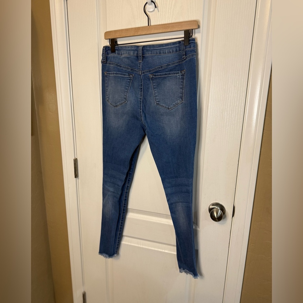 Wax Jean Women's Button-Up Distressed Blue Skinny Jeans - Picture 5 of 5